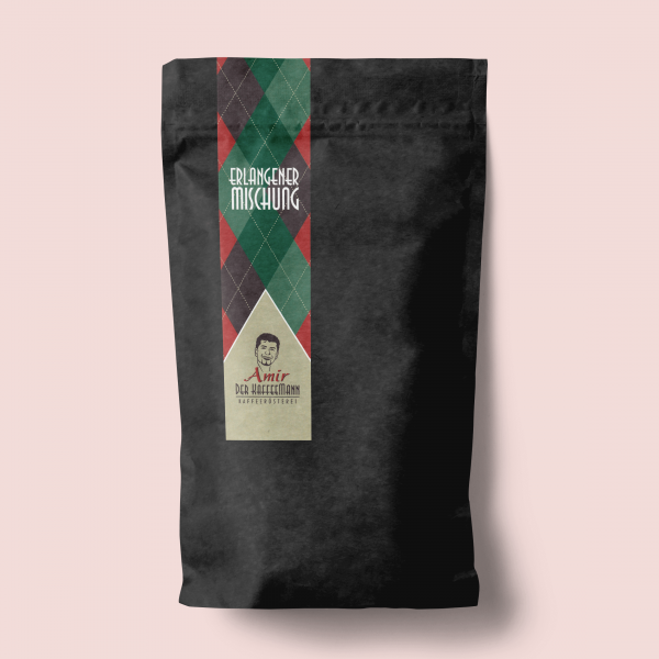 Verpackung der Erlangener Mischung, speziell für die dunkle Röstung, ideal für Espresso