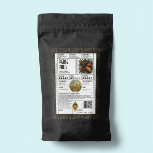 Verpackung des Perse Polis Kaffees mit kräftigem Geschmack und süßlichem Abgang, Mischung aus Mexiko, Brasilien und Indien